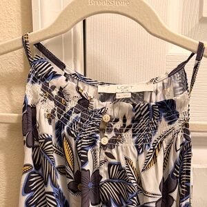 Loft Sleeveless short Blue and Yellow Accents